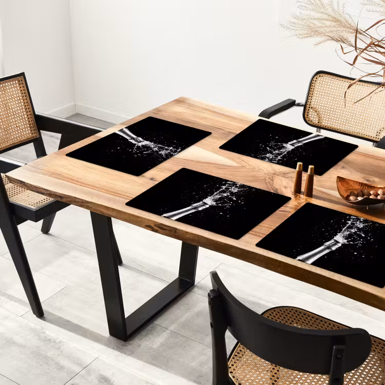 Placemat - 6 stuks - Champagne - Zwart - Spetters - Popping — 5