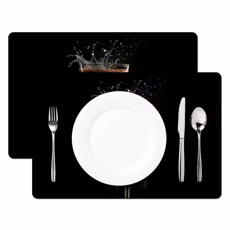 Placemat - 6 stuks - Cocktail - Zwart - Spetters - Glas — 2