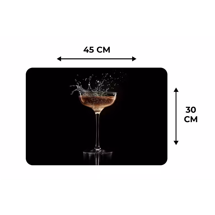 Placemat - 6 stuks - Cocktail - Zwart - Spetters - Glas — 3
