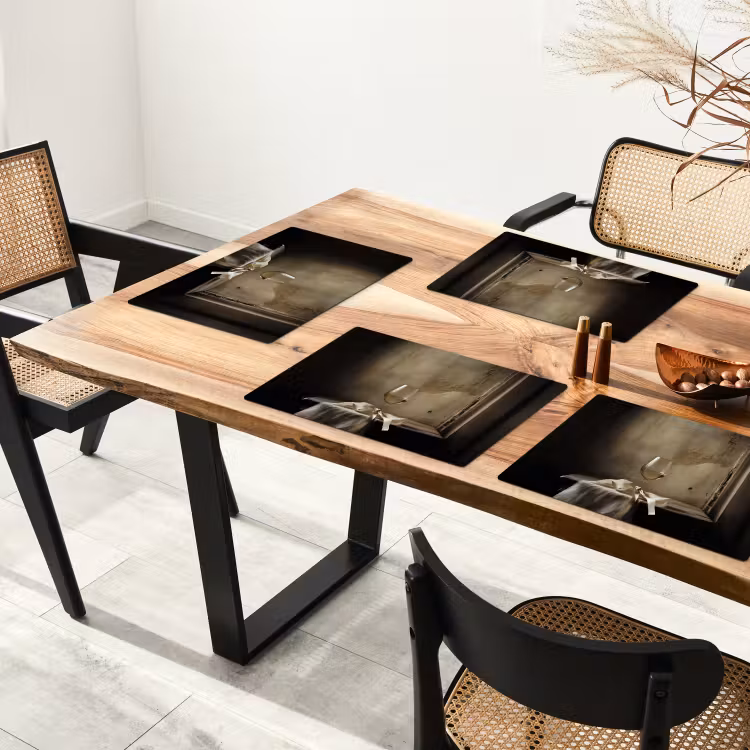Placemat - 6 stuks - Strik - Beige - Witte - Wijn — 5