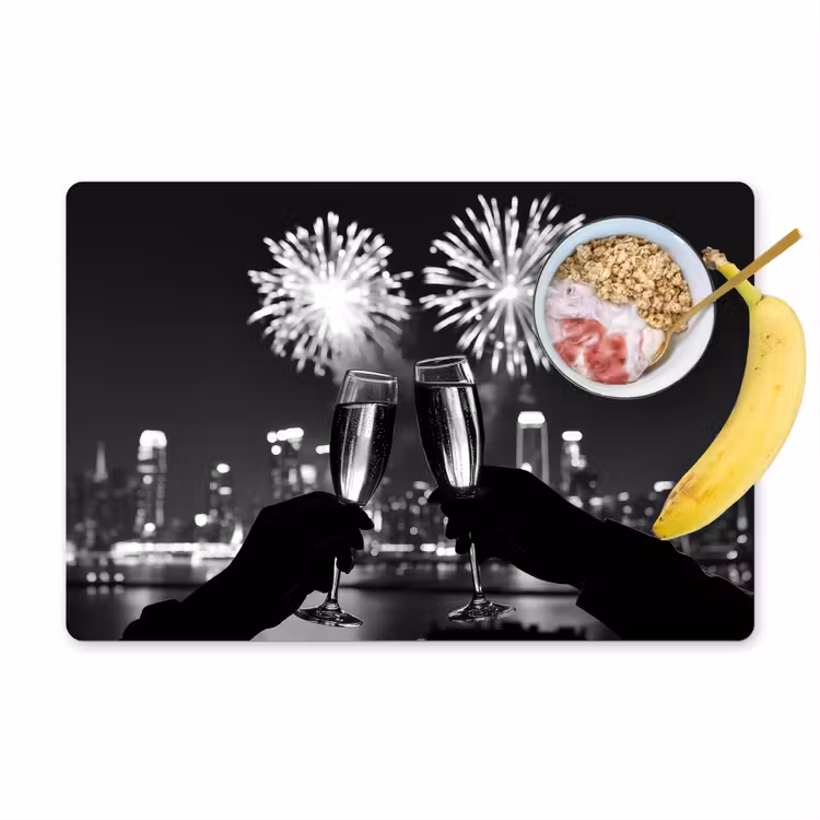 Placemat - 6 stuks - Vuurwerk - Proosten - Skyline - Champagne — 1