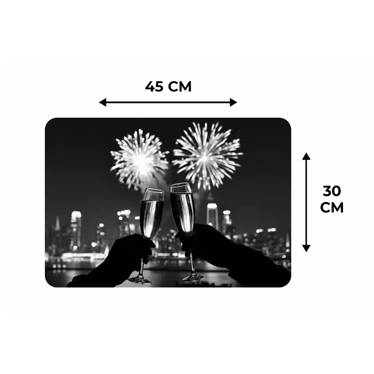 Placemat - 6 stuks - Vuurwerk - Proosten - Skyline - Champagne — 3