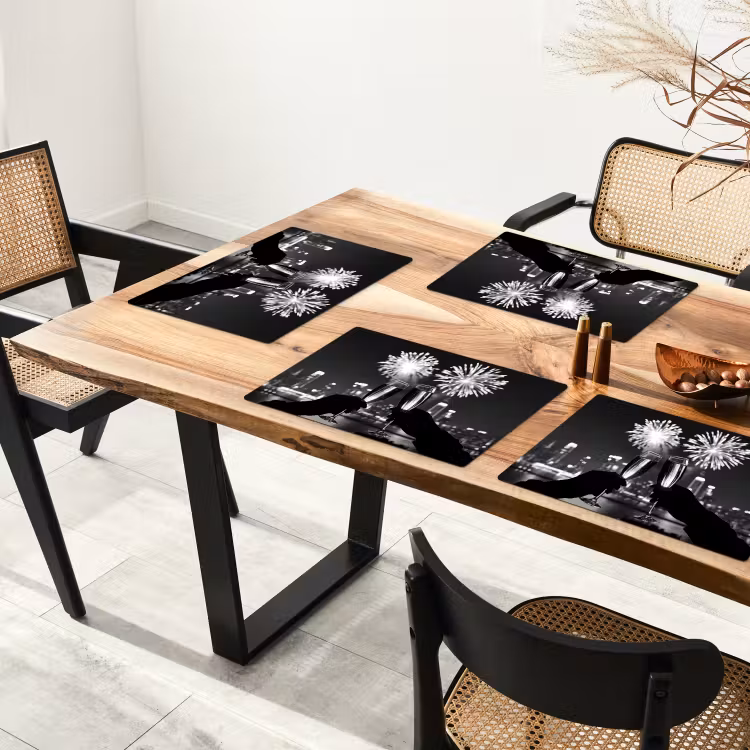 Placemat - 6 stuks - Vuurwerk - Proosten - Skyline - Champagne — 5