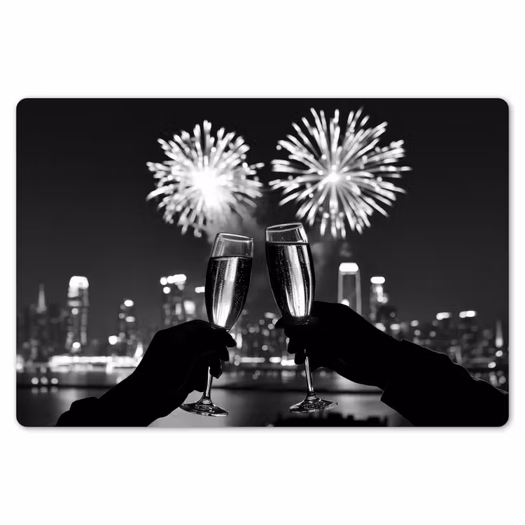 Placemat - 6 stuks - Vuurwerk - Proosten - Skyline - Champagne — 7