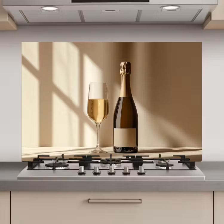 Spatscherm keuken - Champagne - Beige - Schaduw - Bubbels — 1