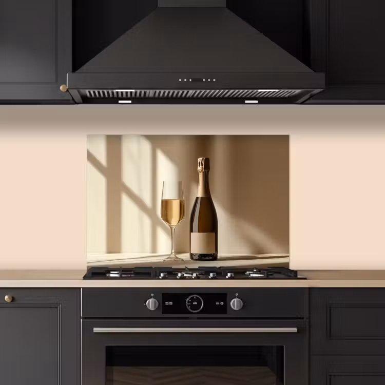 Spatscherm keuken - Champagne - Beige - Schaduw - Bubbels — 2