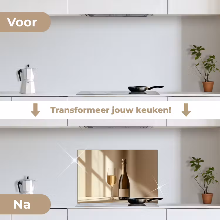 Spatscherm keuken - Champagne - Beige - Schaduw - Bubbels — 3