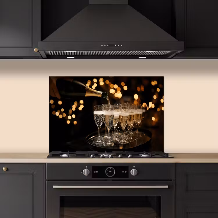 Spatscherm keuken - Lichtjes - Champagne - Glazen — 2