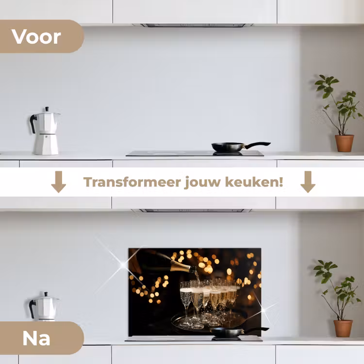 Spatscherm keuken - Lichtjes - Champagne - Glazen — 3