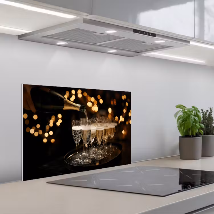 Spatscherm keuken - Lichtjes - Champagne - Glazen — 5
