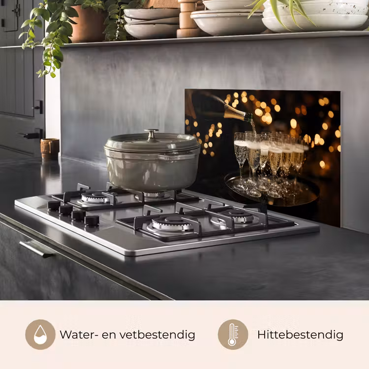 Spatscherm keuken - Lichtjes - Champagne - Glazen — 7