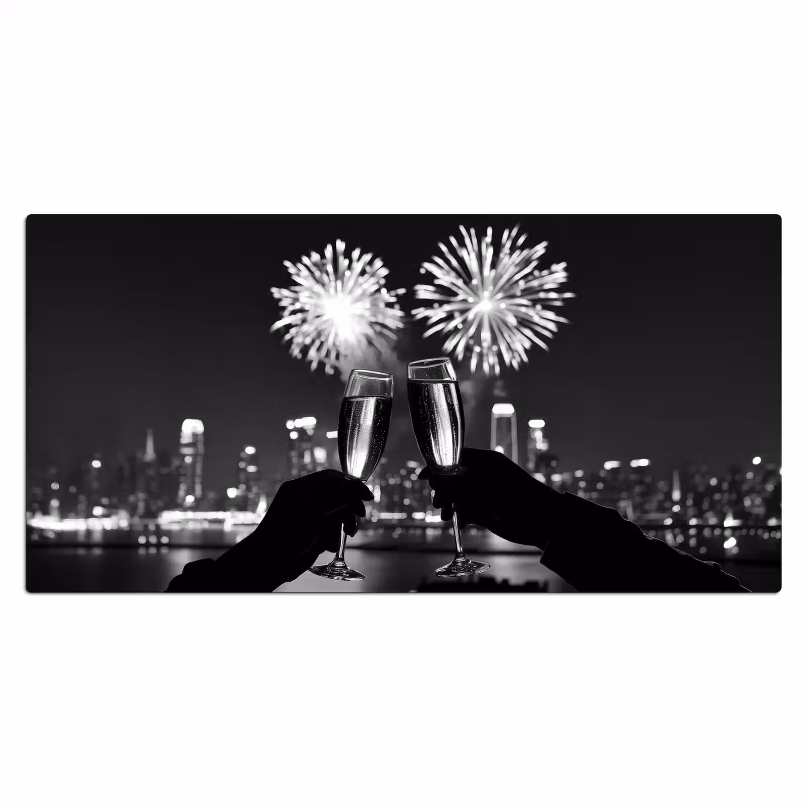 Bureau onderlegger - Vuurwerk - Proosten - Skyline - Champagne — 1