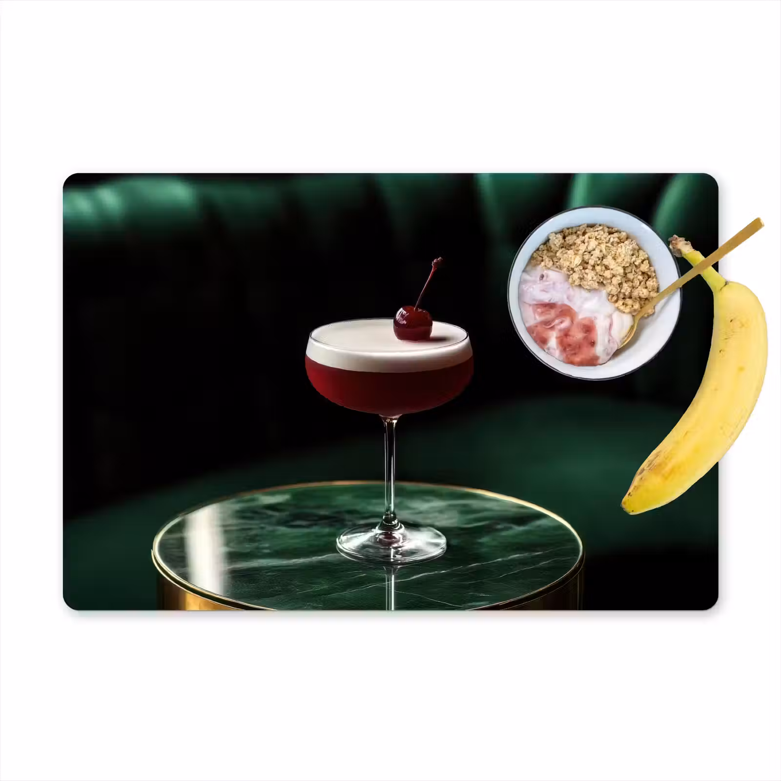 Placemat - 6 stuks - Kers - Cocktail - Rood - Marmer — 1