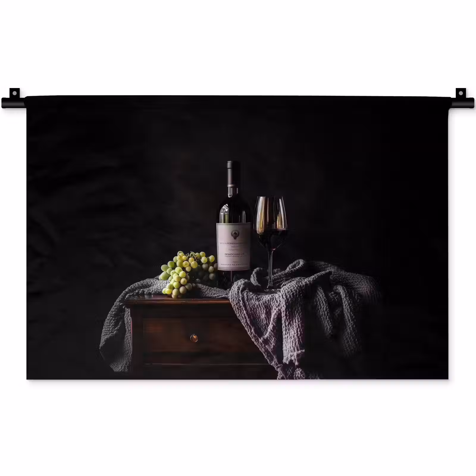 Wandkleed - Druiven - Wijn - Rood - Tafel — 1