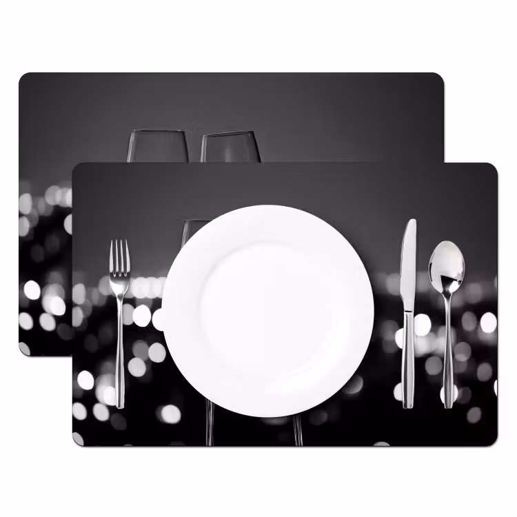 Placemat - 6 stuks - Bubbels - Proosten - Champagneglazen - Stadslichten — 2