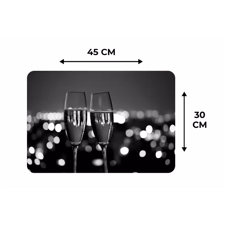 Placemat - 6 stuks - Bubbels - Proosten - Champagneglazen - Stadslichten — 3
