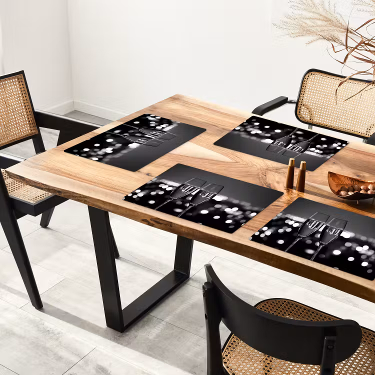 Placemat - 6 stuks - Bubbels - Proosten - Champagneglazen - Stadslichten — 5
