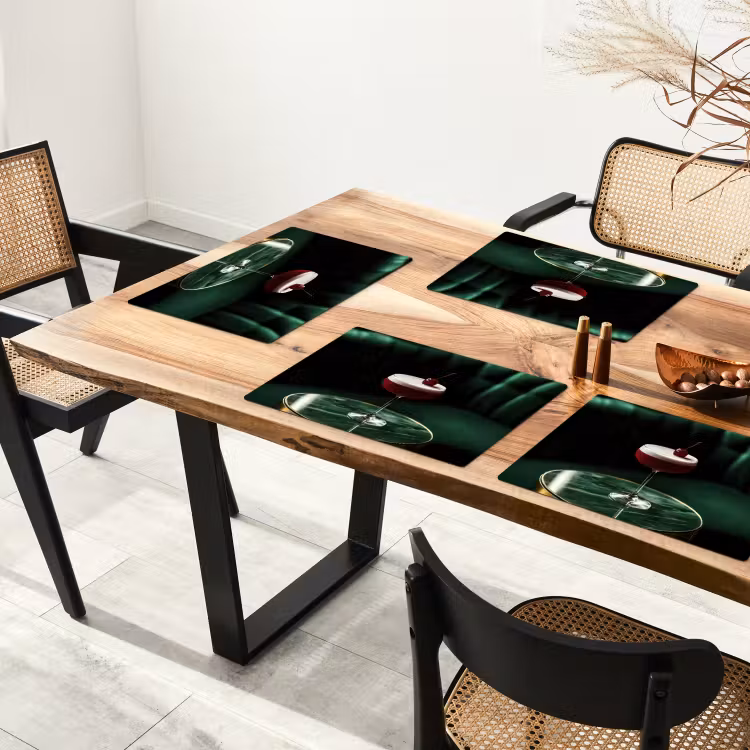 Placemat - 6 stuks - Kers - Cocktail - Rood - Marmer — 5