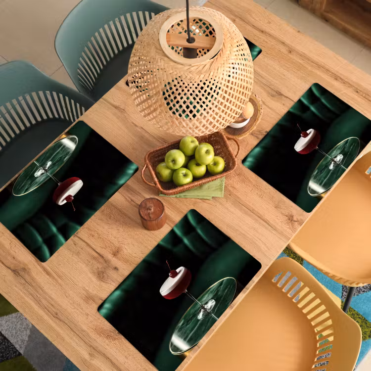 Placemat - 6 stuks - Kers - Cocktail - Rood - Marmer — 6