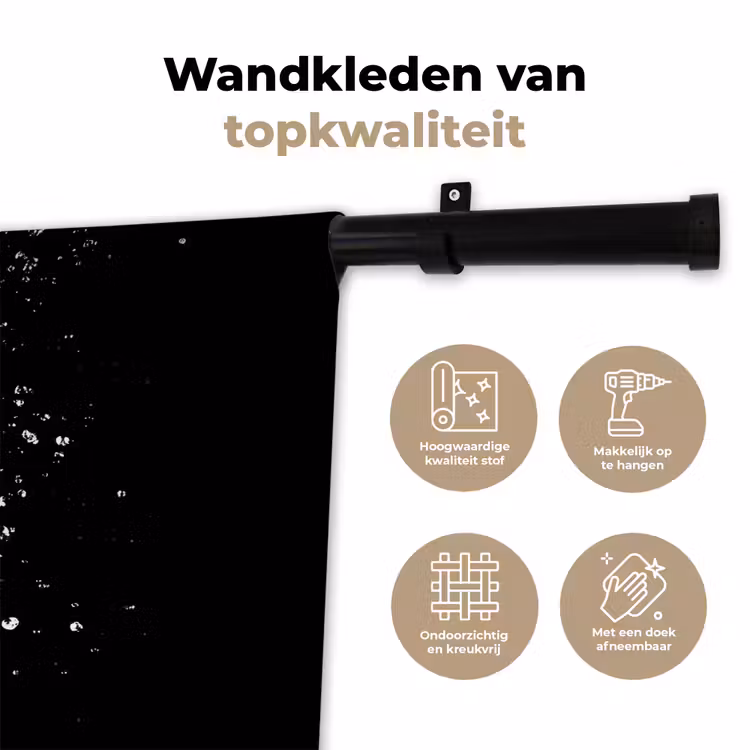 Wandkleed - Champagne - Zwart - Spetters - Popping — 3