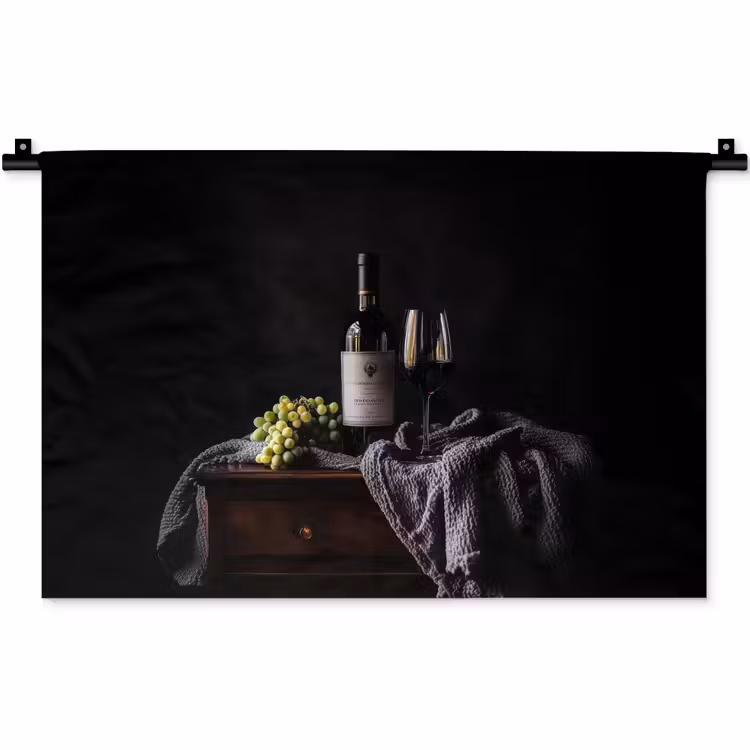 Wandkleed - Druiven - Wijn - Rood - Tafel — 1