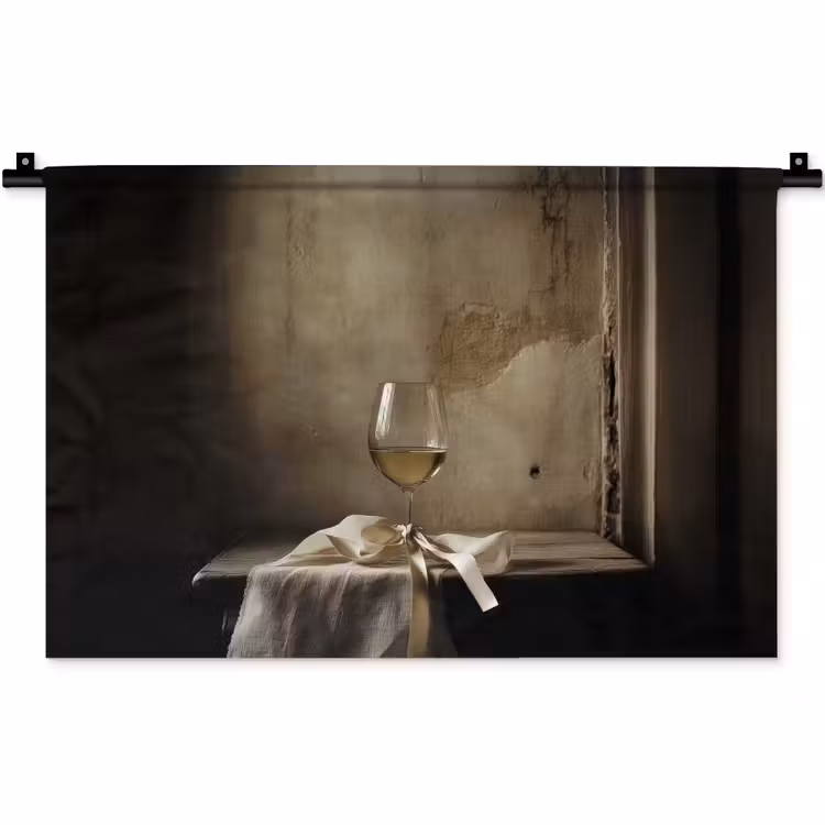 Wandkleed - Strik - Beige - Witte - Wijn — 1