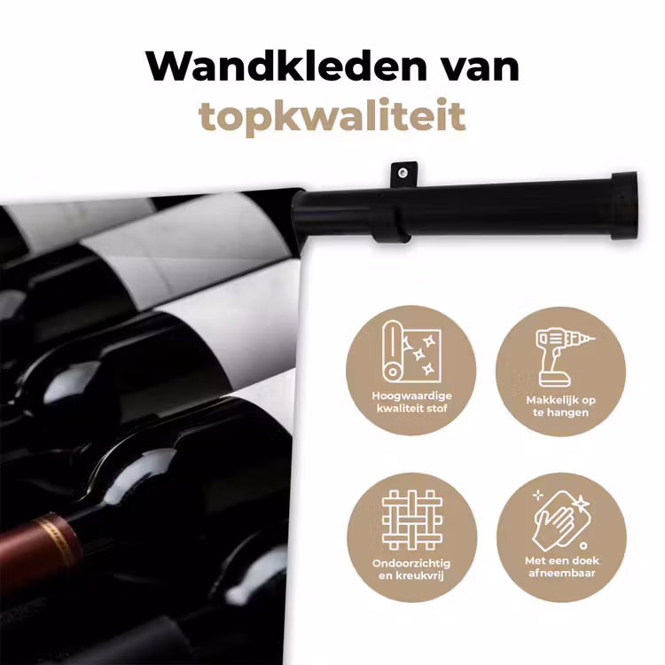 Wandkleed - Wijn - Flessen - Variatie - Smaken — 3