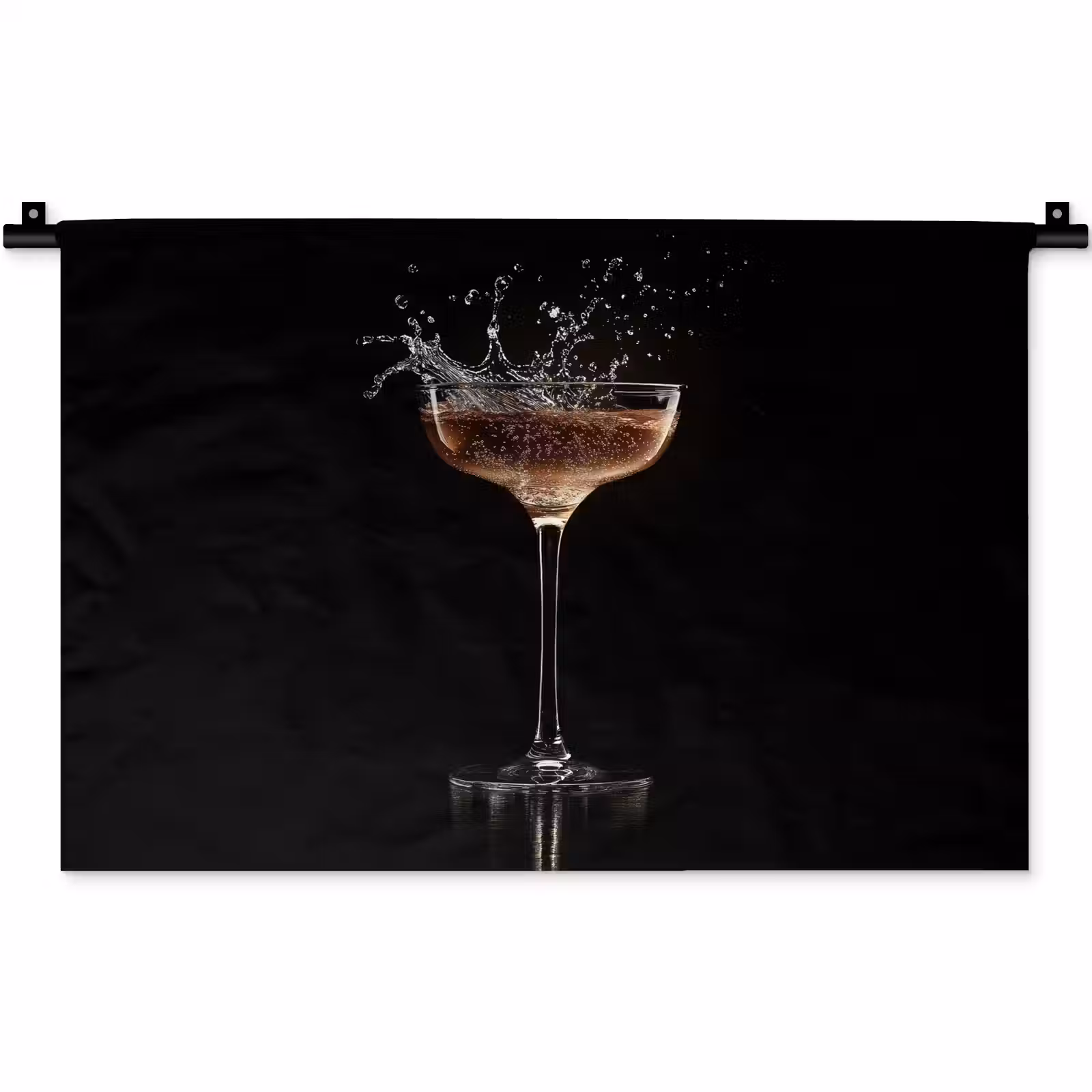 Wandkleed - Cocktail - Zwart - Spetters - Glas — 1