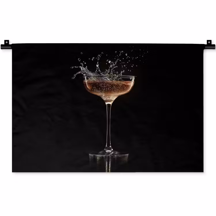 Wandkleed - Cocktail - Zwart - Spetters - Glas — 1