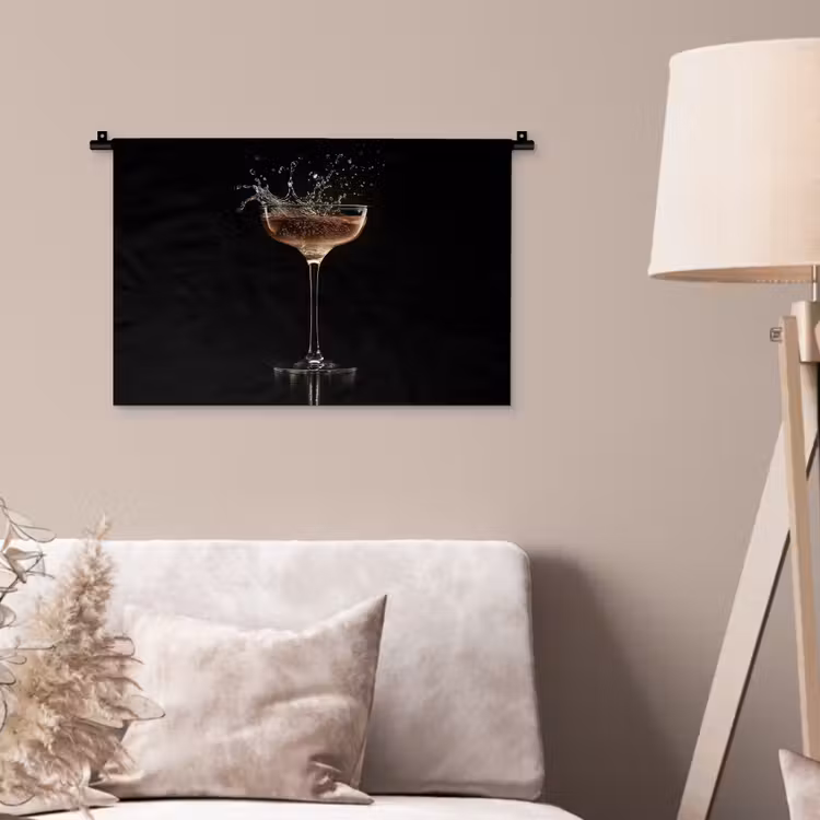 Wandkleed - Cocktail - Zwart - Spetters - Glas — 2