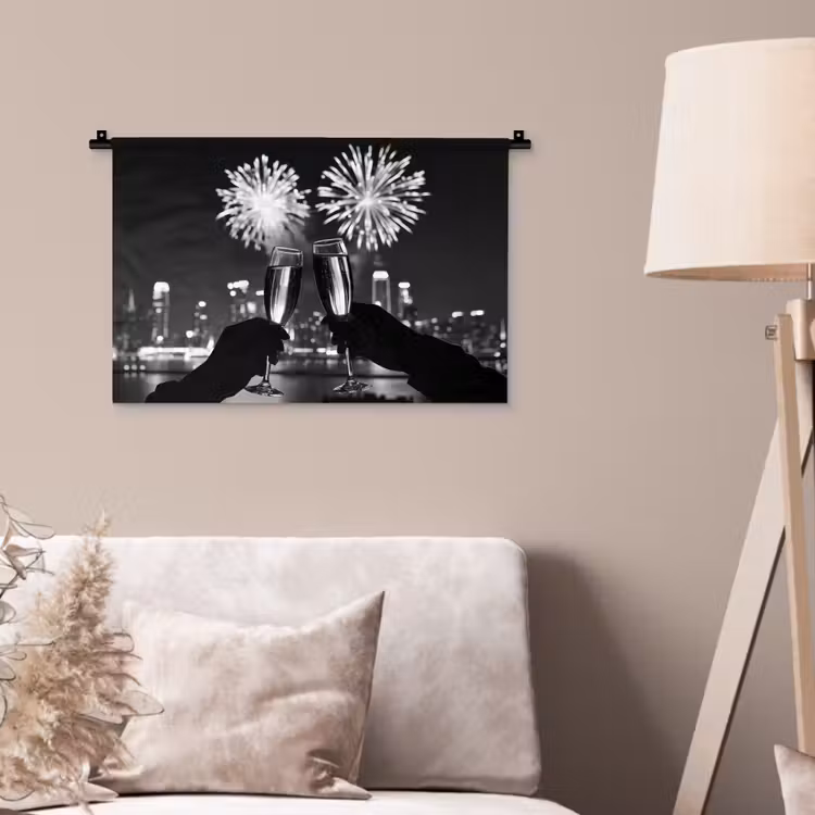 Wandkleed - Vuurwerk - Proosten - Skyline - Champagne — 2