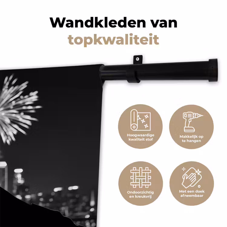 Wandkleed - Vuurwerk - Proosten - Skyline - Champagne — 3