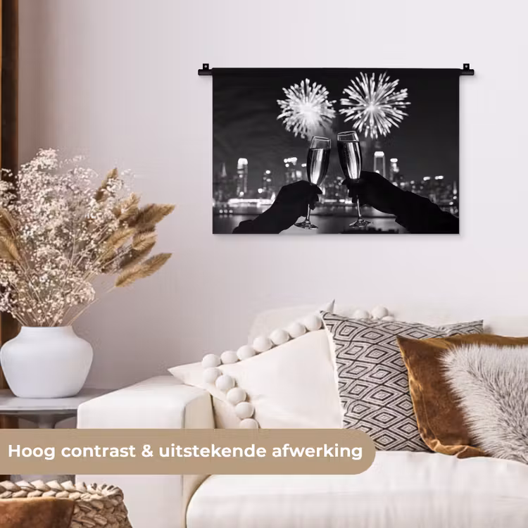 Wandkleed - Vuurwerk - Proosten - Skyline - Champagne — 4