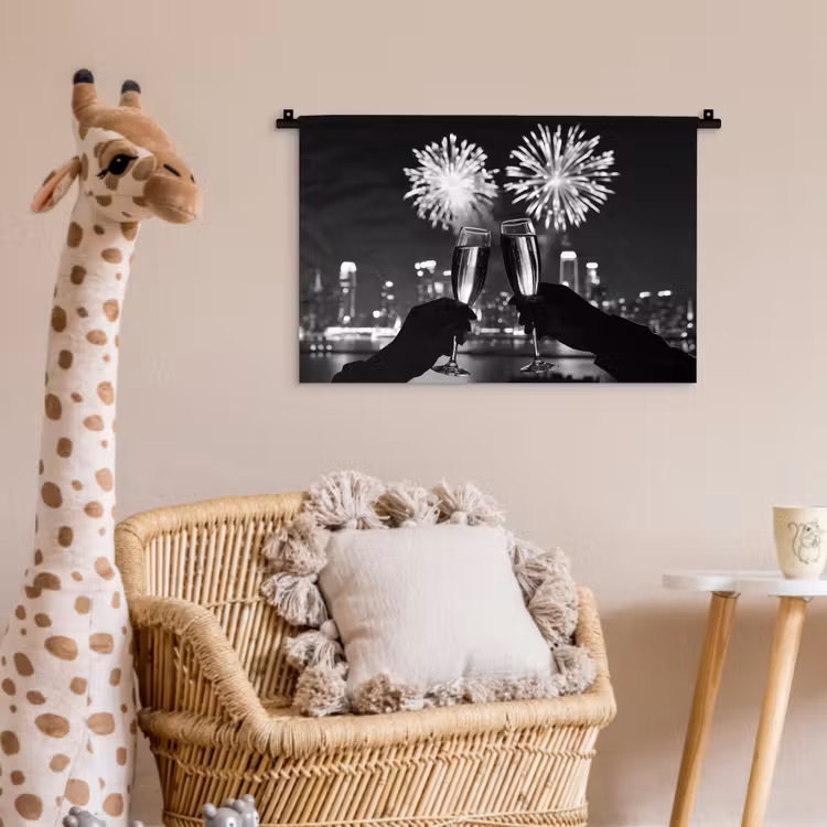 Wandkleed - Vuurwerk - Proosten - Skyline - Champagne — 5