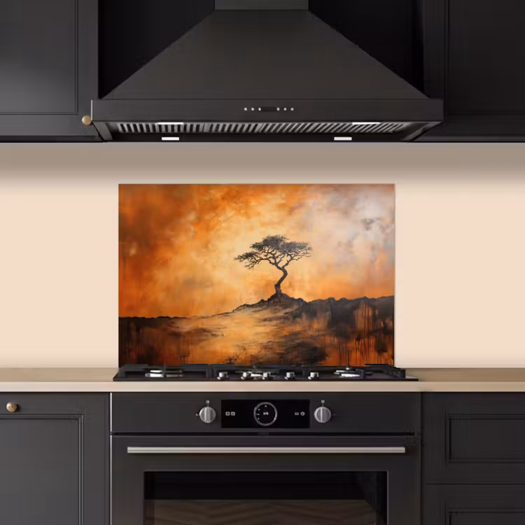Spatscherm keuken - Boom - Landschap - Oranje — 2