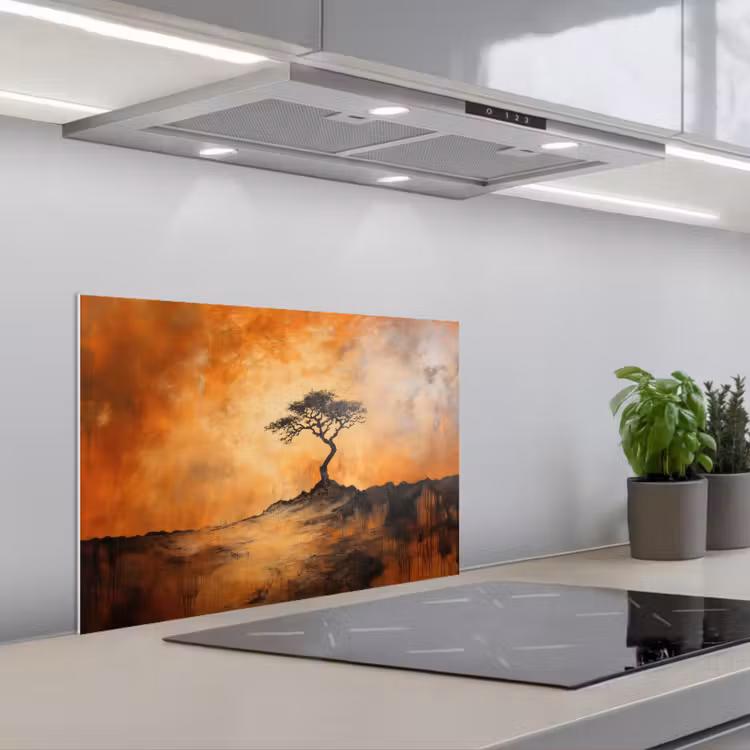 Spatscherm keuken - Boom - Landschap - Oranje — 5