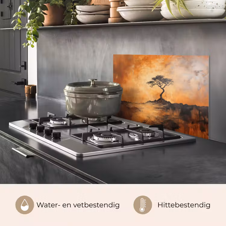 Spatscherm keuken - Boom - Landschap - Oranje — 7