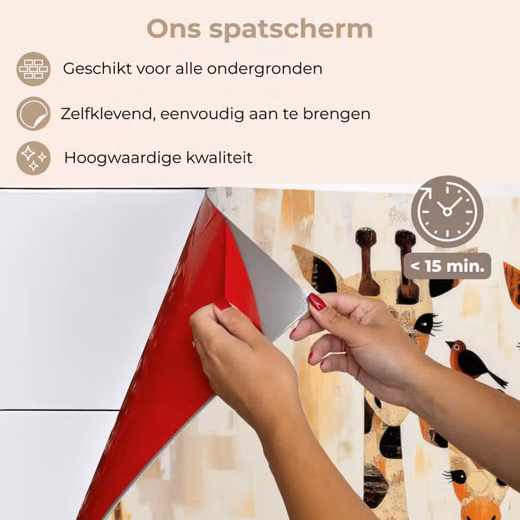 Spatscherm keuken - Giraffen - Cartoon - Crème — 4
