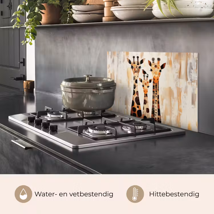 Spatscherm keuken - Giraffen - Cartoon - Crème — 7