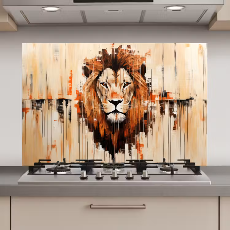 Spatscherm keuken - Leeuwenkop - Lijnen - Crème — 1