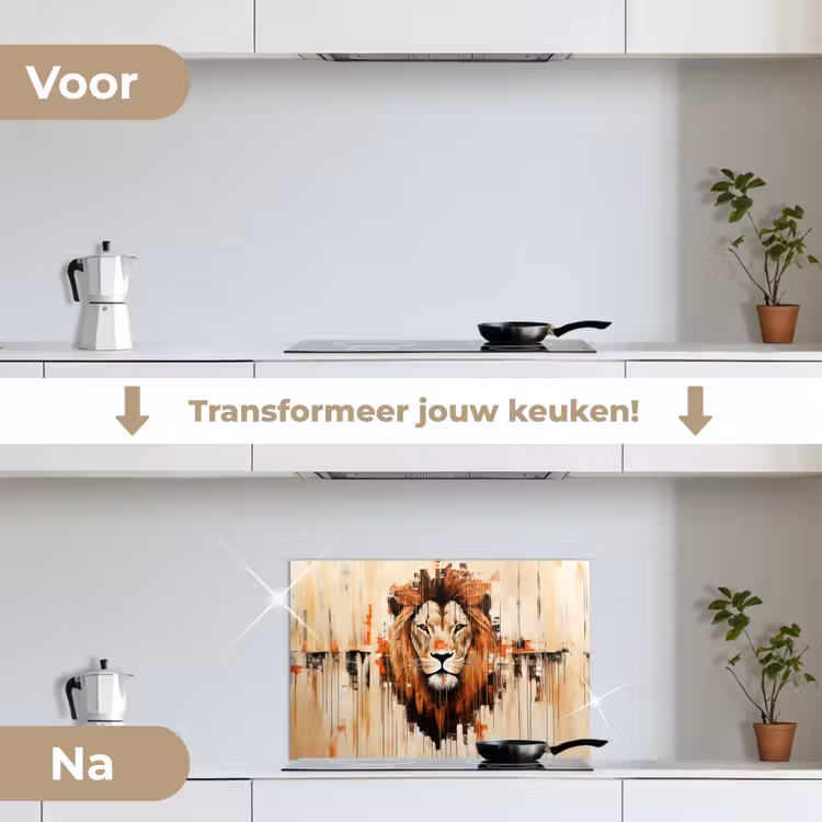 Spatscherm keuken - Leeuwenkop - Lijnen - Crème — 3