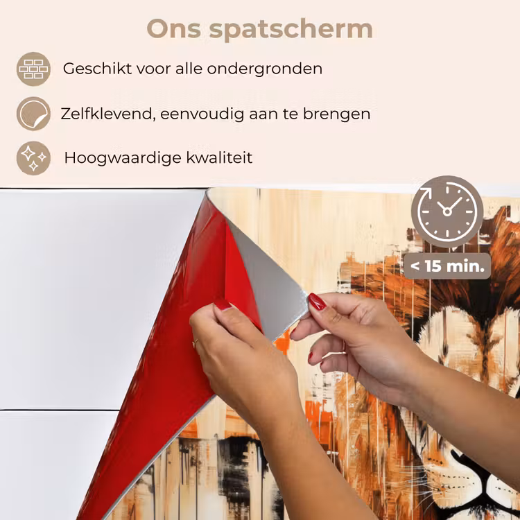 Spatscherm keuken - Leeuwenkop - Lijnen - Crème — 4