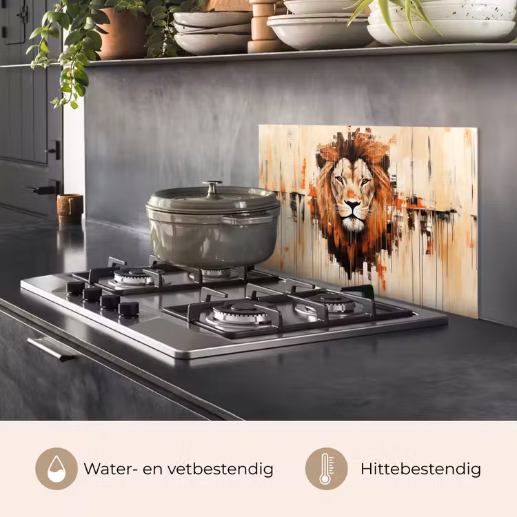 Spatscherm keuken - Leeuwenkop - Lijnen - Crème — 7