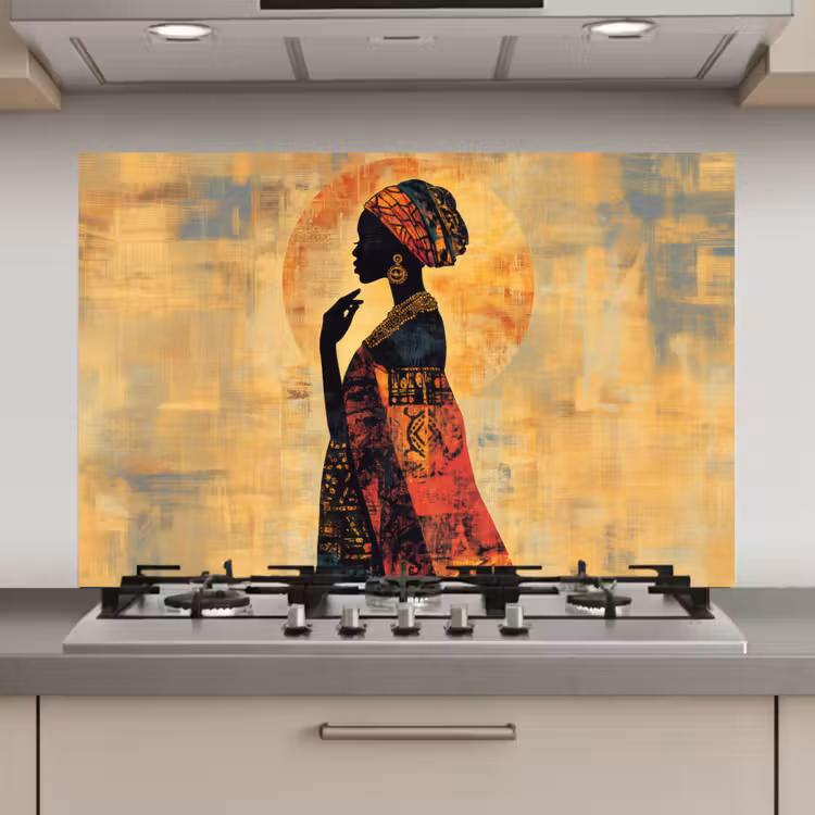 Spatscherm keuken - Vrouw - Silhouet - Patronen - Sierlijk — 1