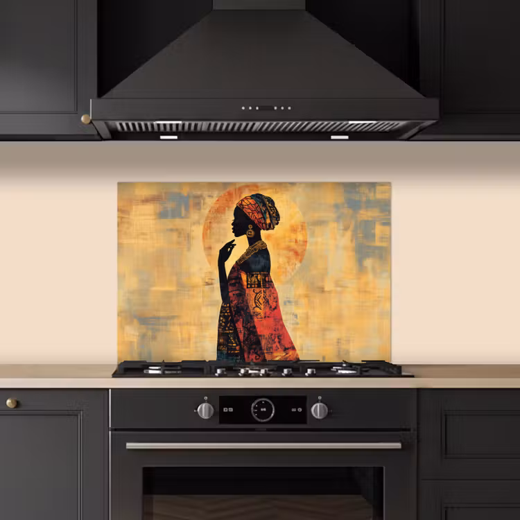 Spatscherm keuken - Vrouw - Silhouet - Patronen - Sierlijk — 2