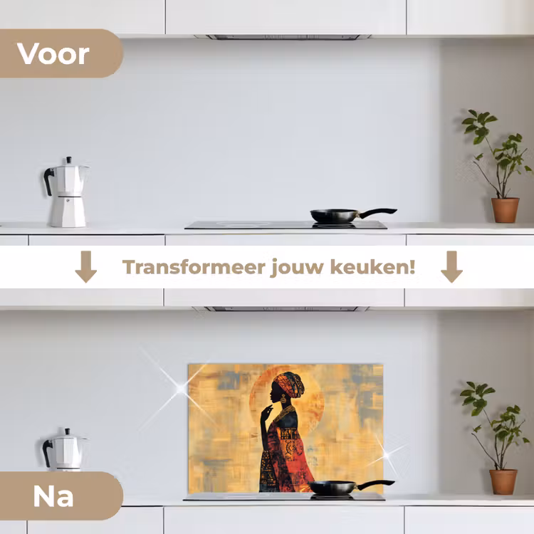 Spatscherm keuken - Vrouw - Silhouet - Patronen - Sierlijk — 3