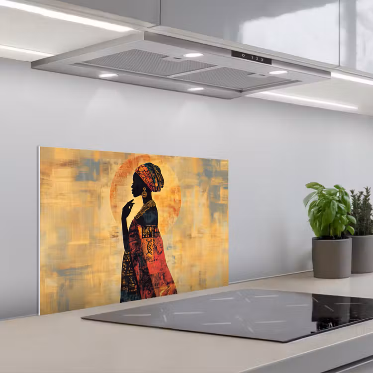 Spatscherm keuken - Vrouw - Silhouet - Patronen - Sierlijk — 5