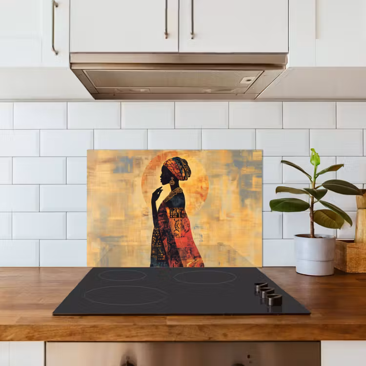 Spatscherm keuken - Vrouw - Silhouet - Patronen - Sierlijk — 6