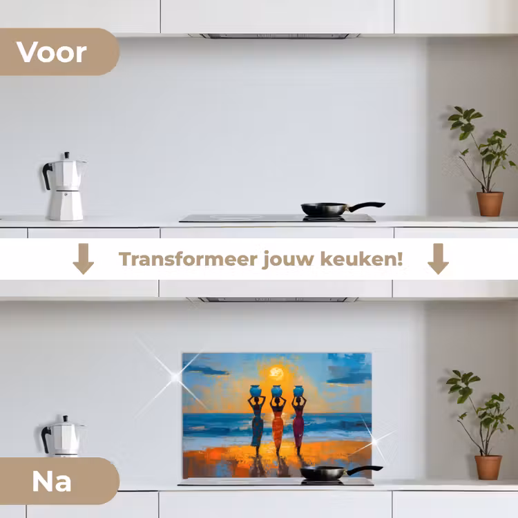 Spatscherm keuken - Vrouwen - Strand - Zondsondergang — 3