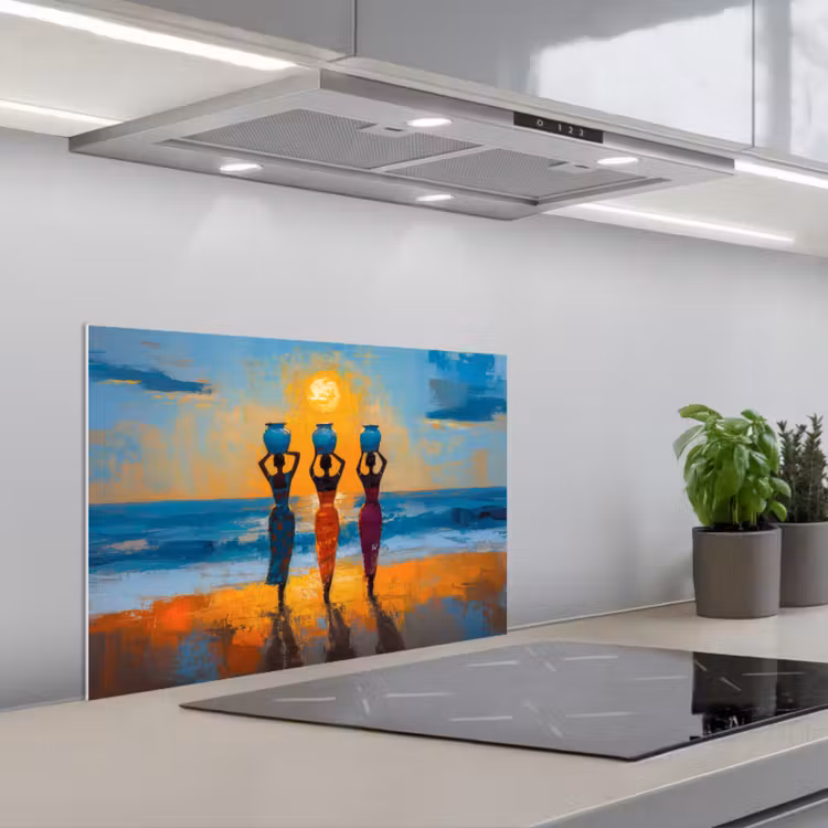 Spatscherm keuken - Vrouwen - Strand - Zondsondergang — 5